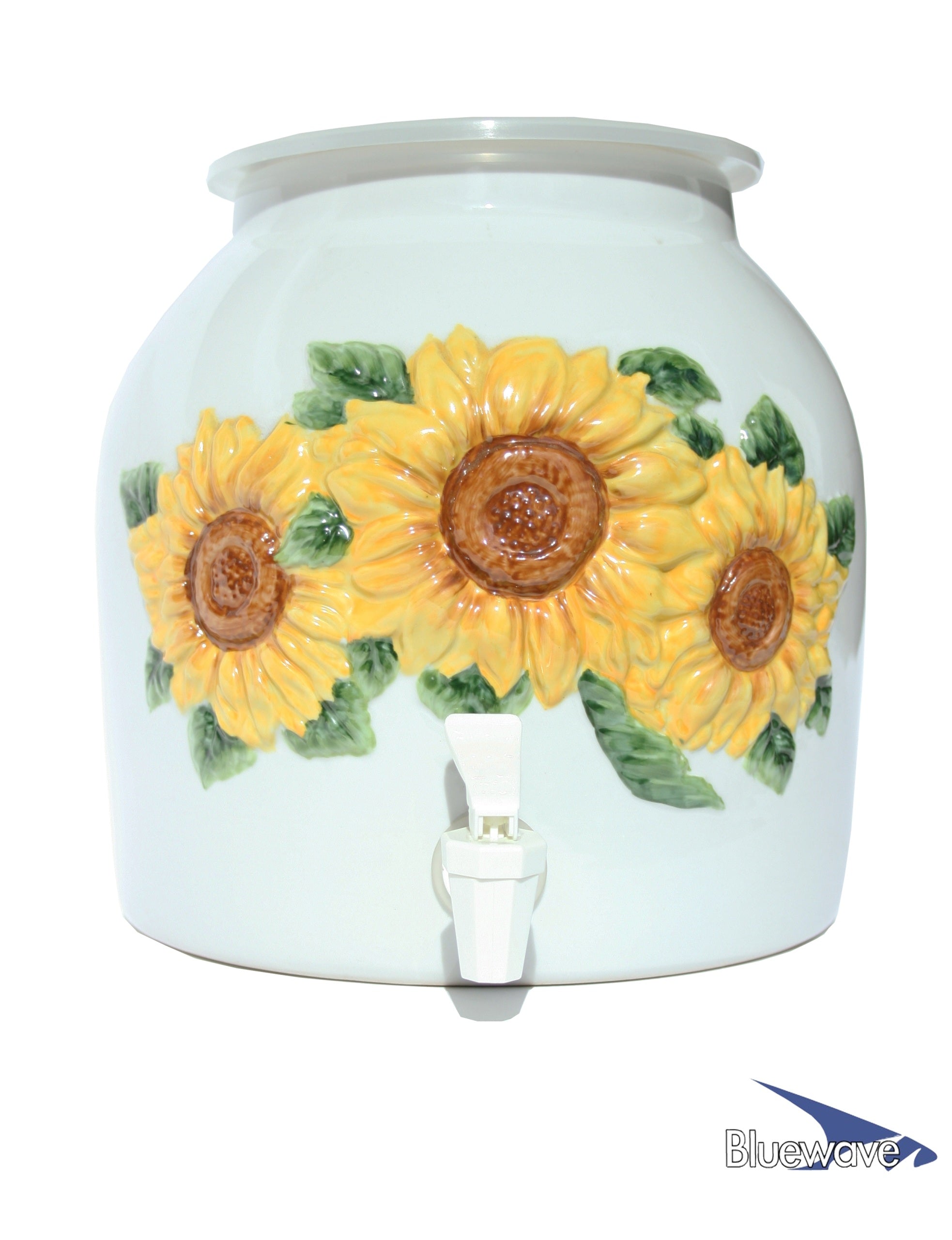 Bluewave Embossed Sunflower Design Beverage Dispenser Crock